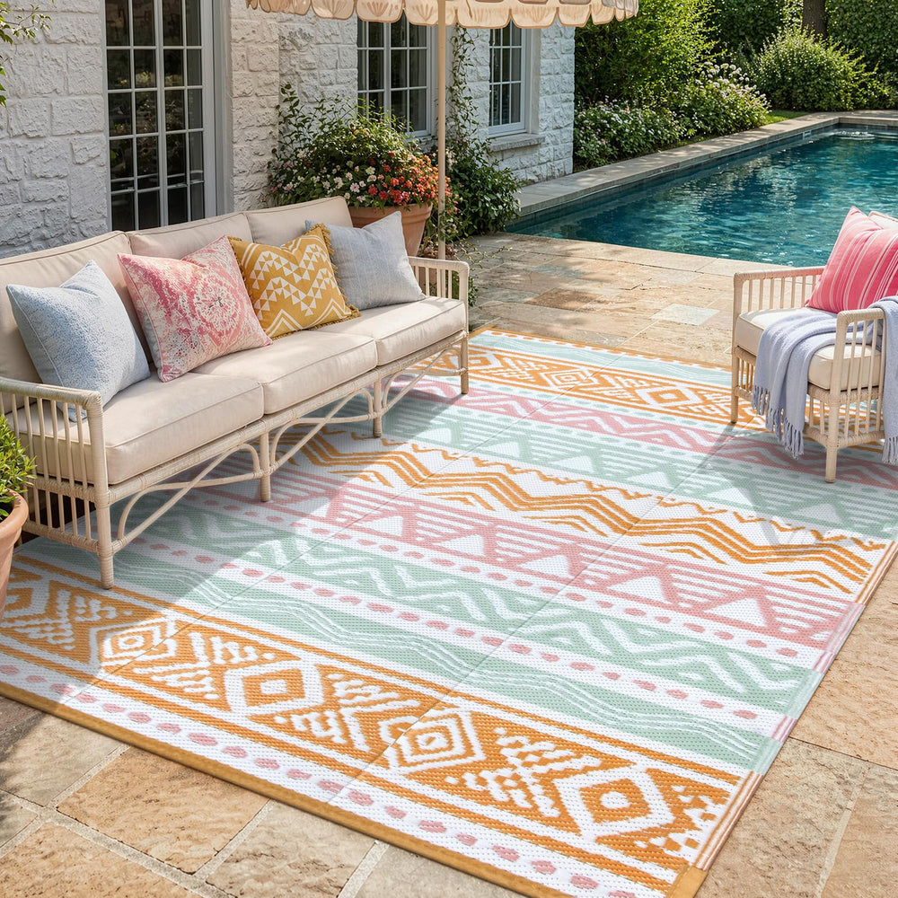 Lahome Outdoor Rug 6x9 showing reversible side