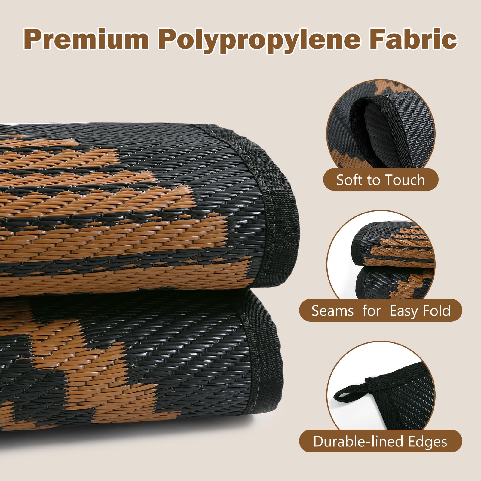 Lahome Outdoor Rug 6x9 waterproof material close-up