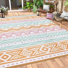Lahome Outdoor Rug 8x10 pink and orange front view