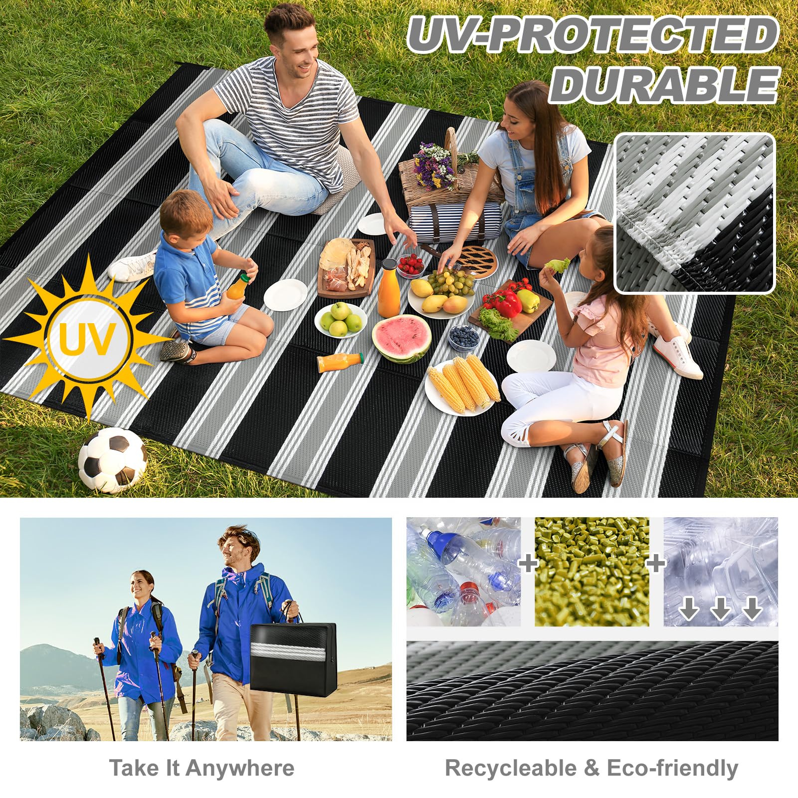 Lahome outdoor rug folded with carrying bag