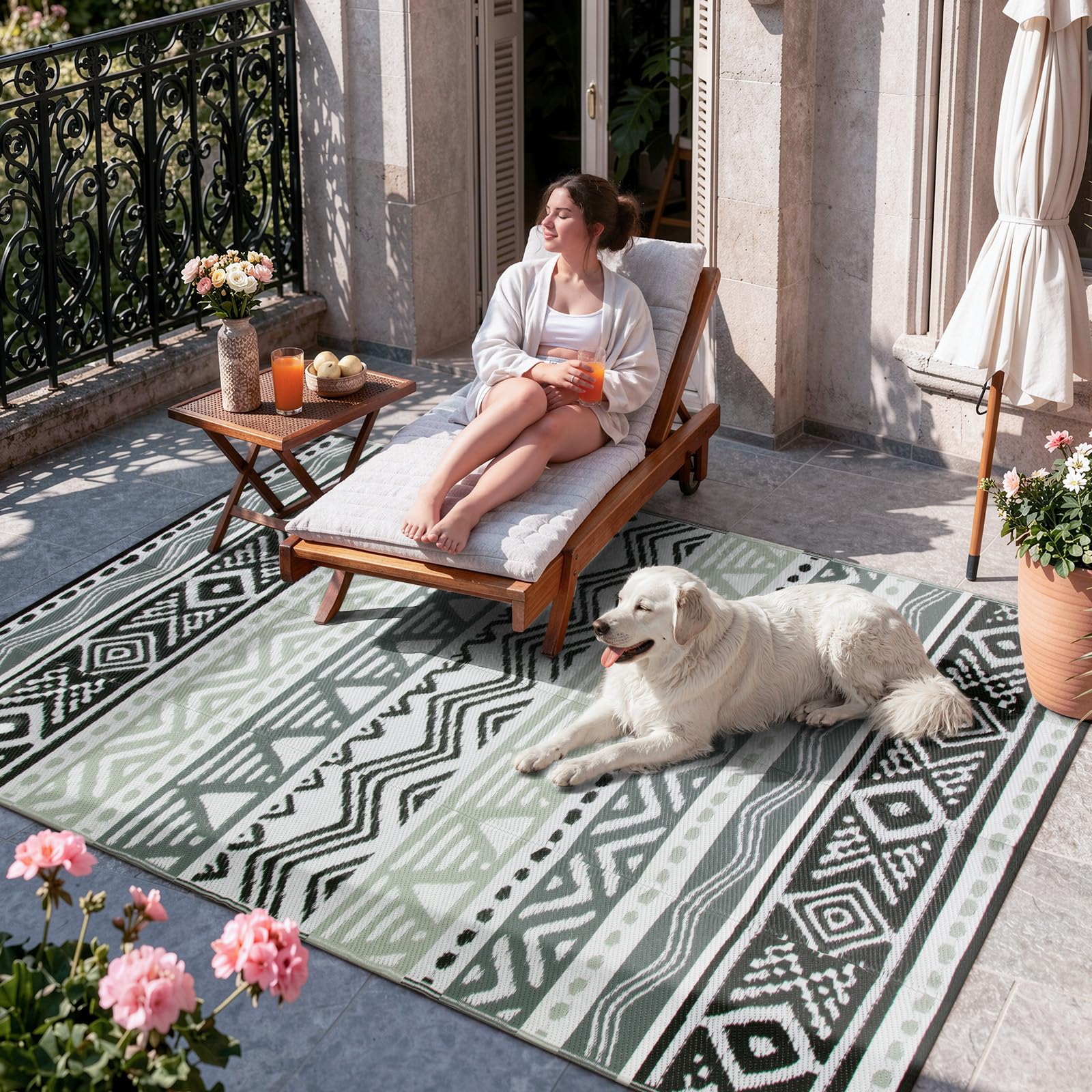 Lahome Outdoor Rug in a camping setting
