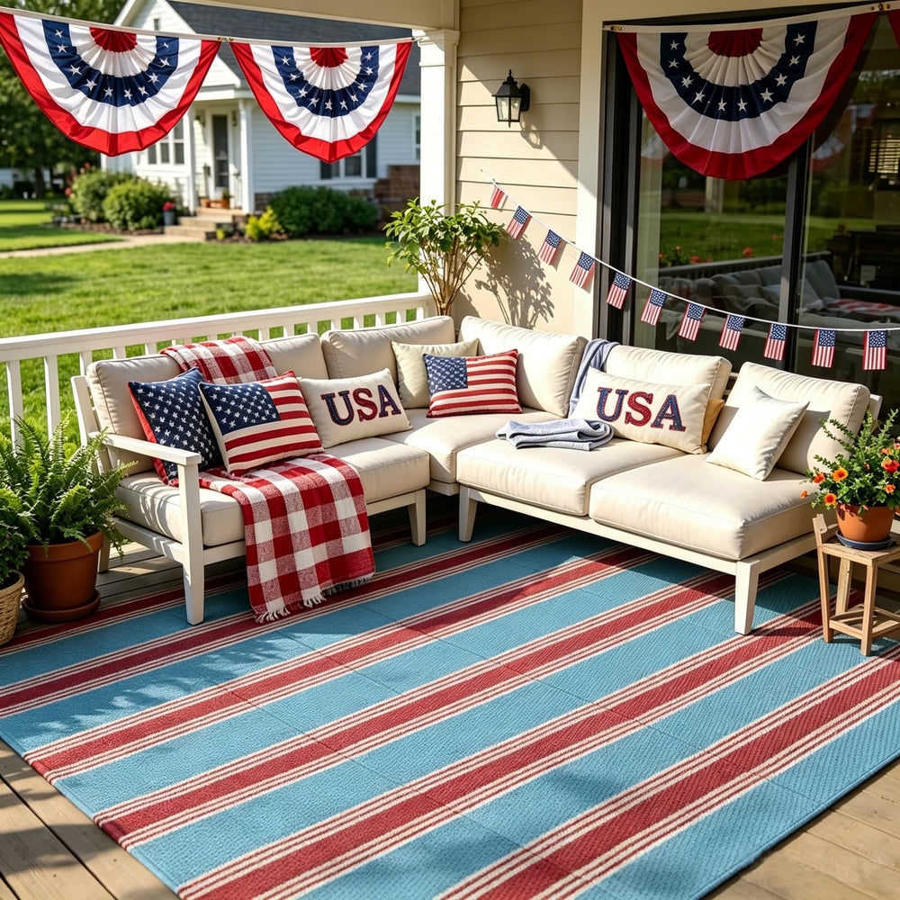 Lahome outdoor rug in a camping setting