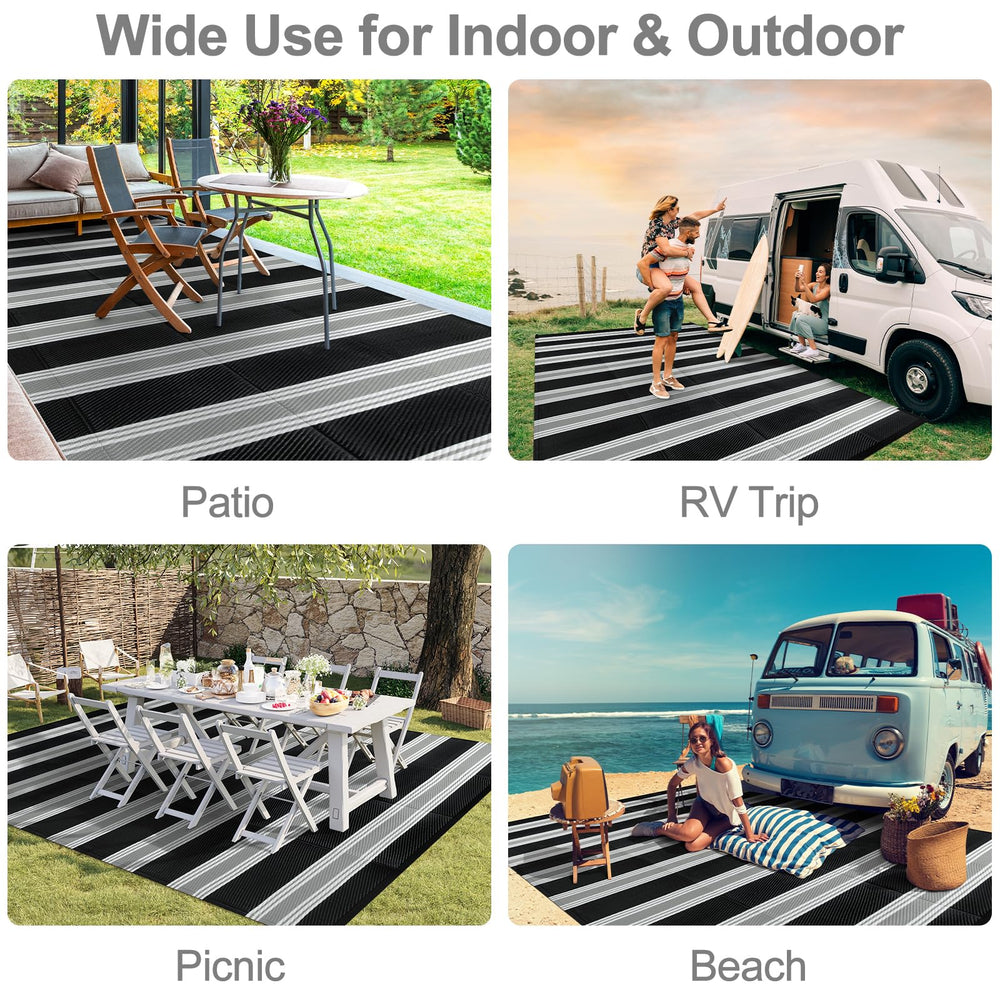 Lahome outdoor rug in backyard setting