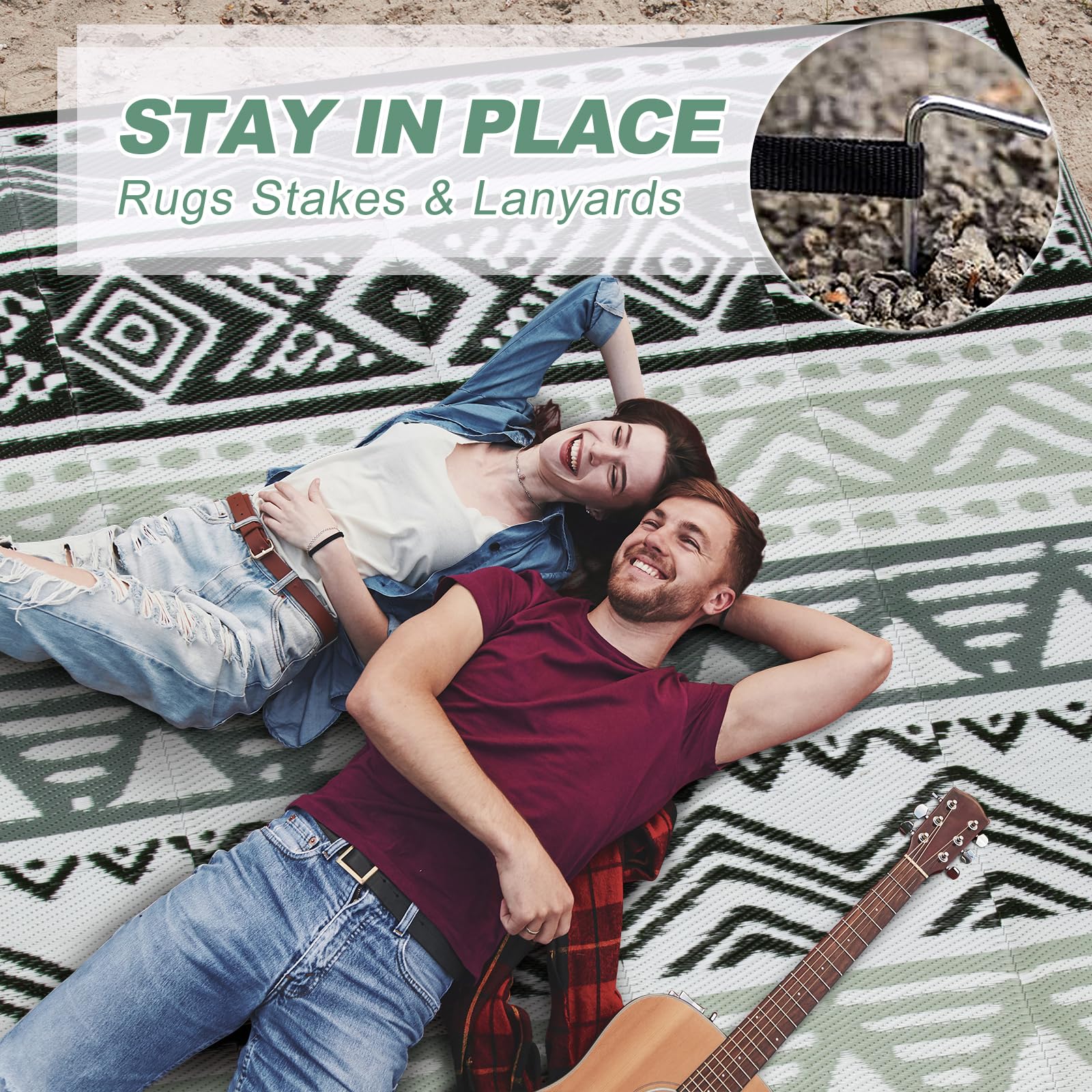 Lahome Outdoor Rug used during a picnic