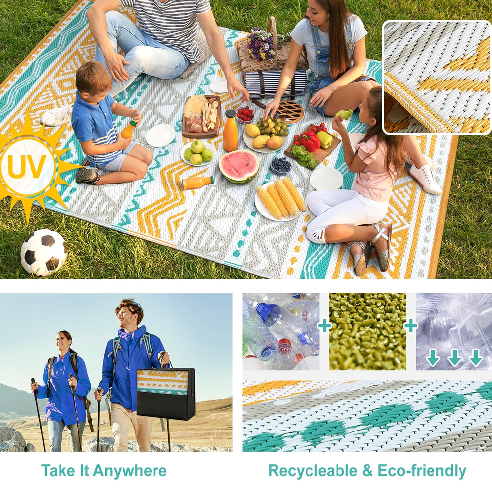 Lahome Outdoor Rug with patio furniture
