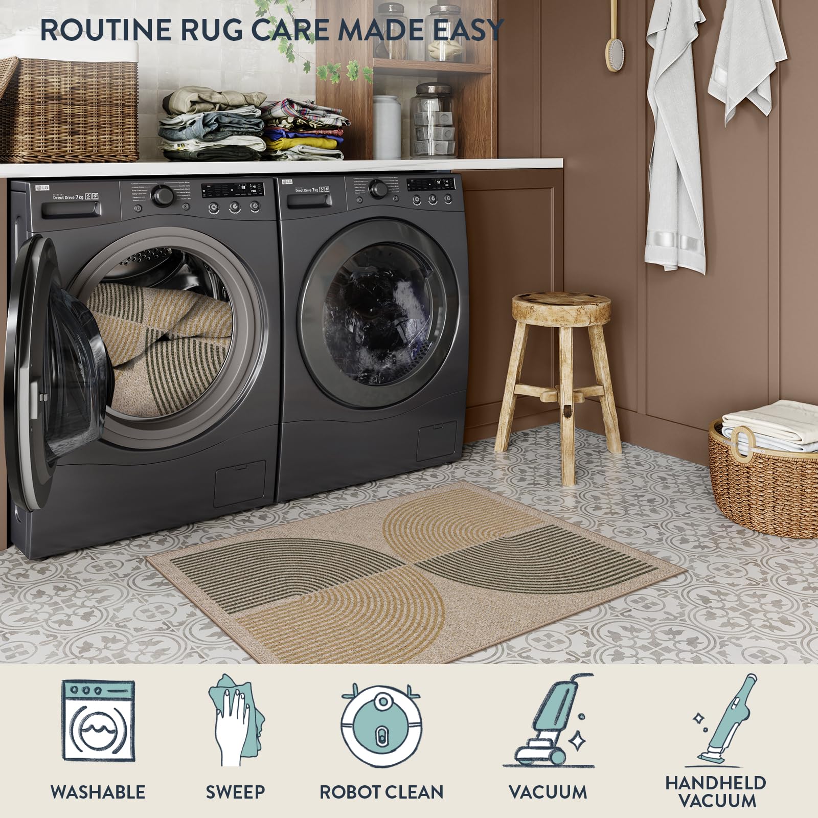 Lahome Rainbow Muddy Mat placed in a kitchen