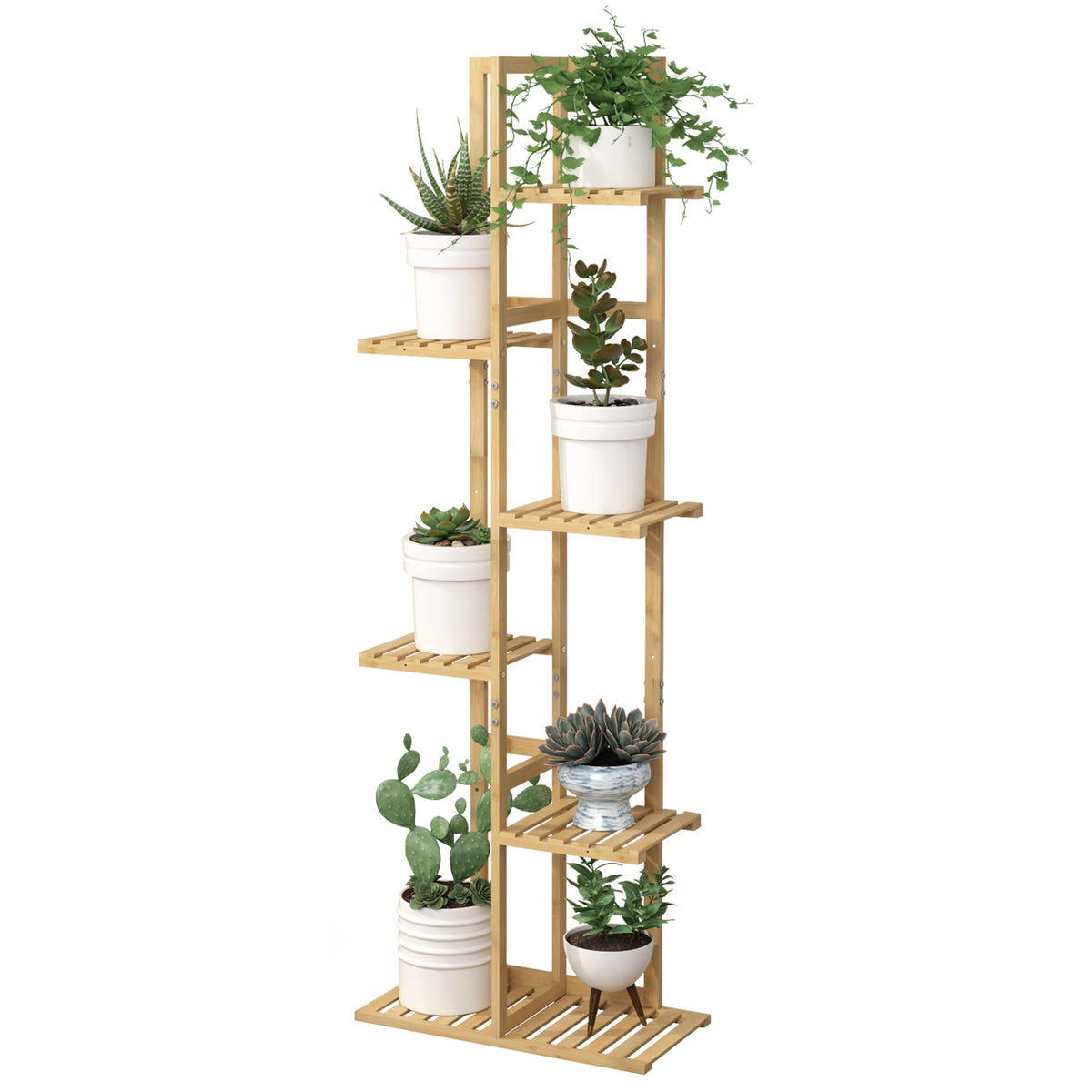 Laiensia Bamboo Plant Stand 6 Tier wood color front view