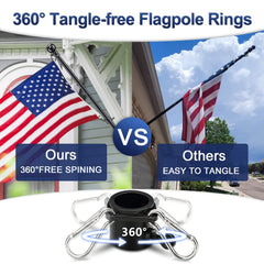 LAKEROD flag pole kit including ball round finial and flag rings