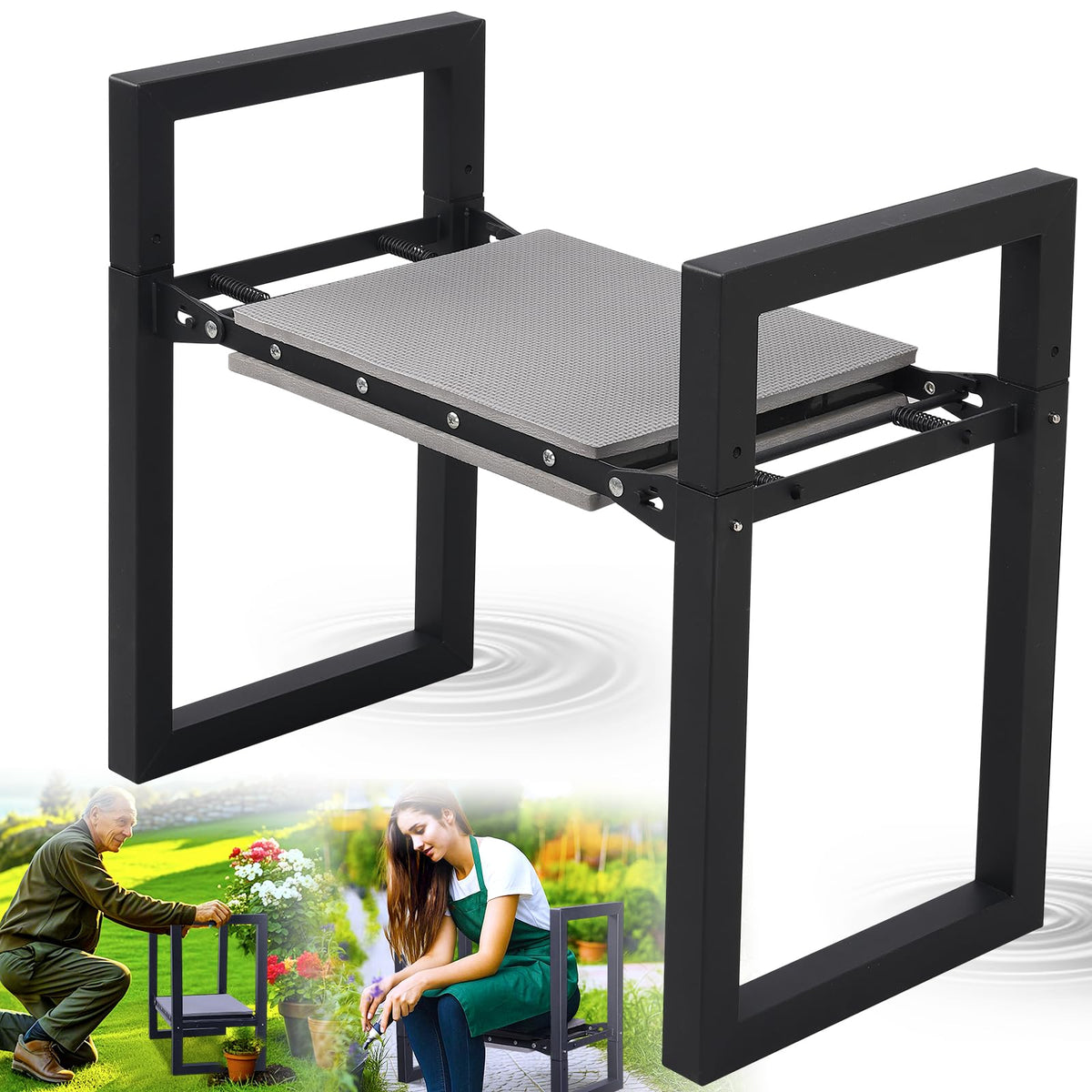 LAKEROD Garden Kneeler and Seat black model front view