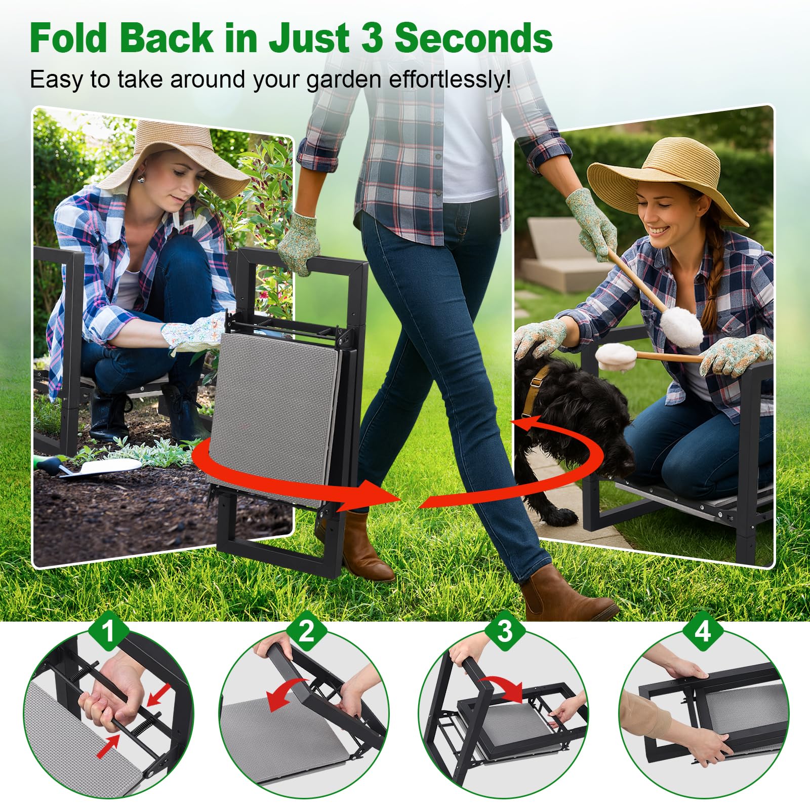 LAKEROD Garden Kneeler with user gardening comfortably