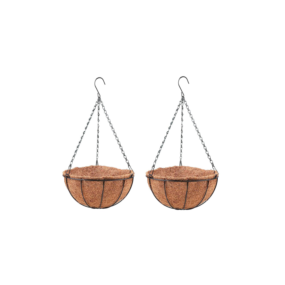 LáLáGreen 10 inch round hanging basket front view with coco liner
