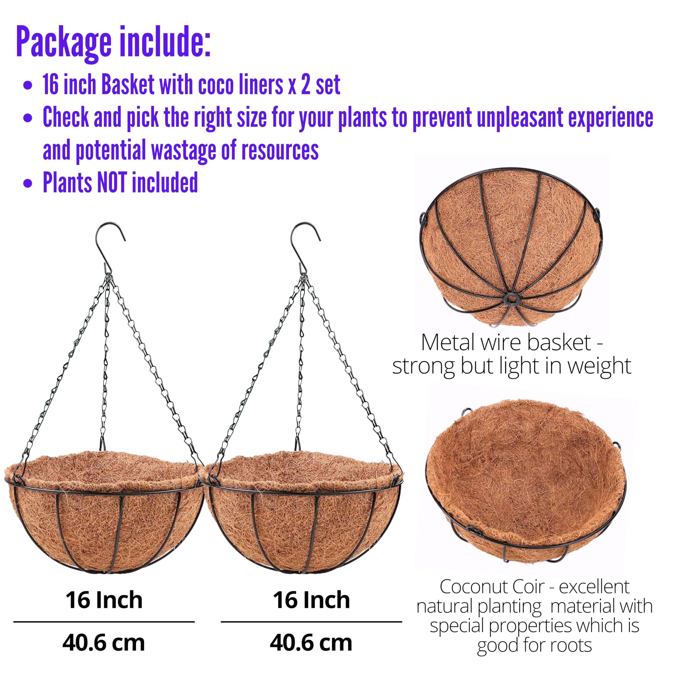 LáLáGreen hanging basket with coco liner side view