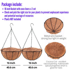 LáLáGreen hanging basket with coco liner side view
