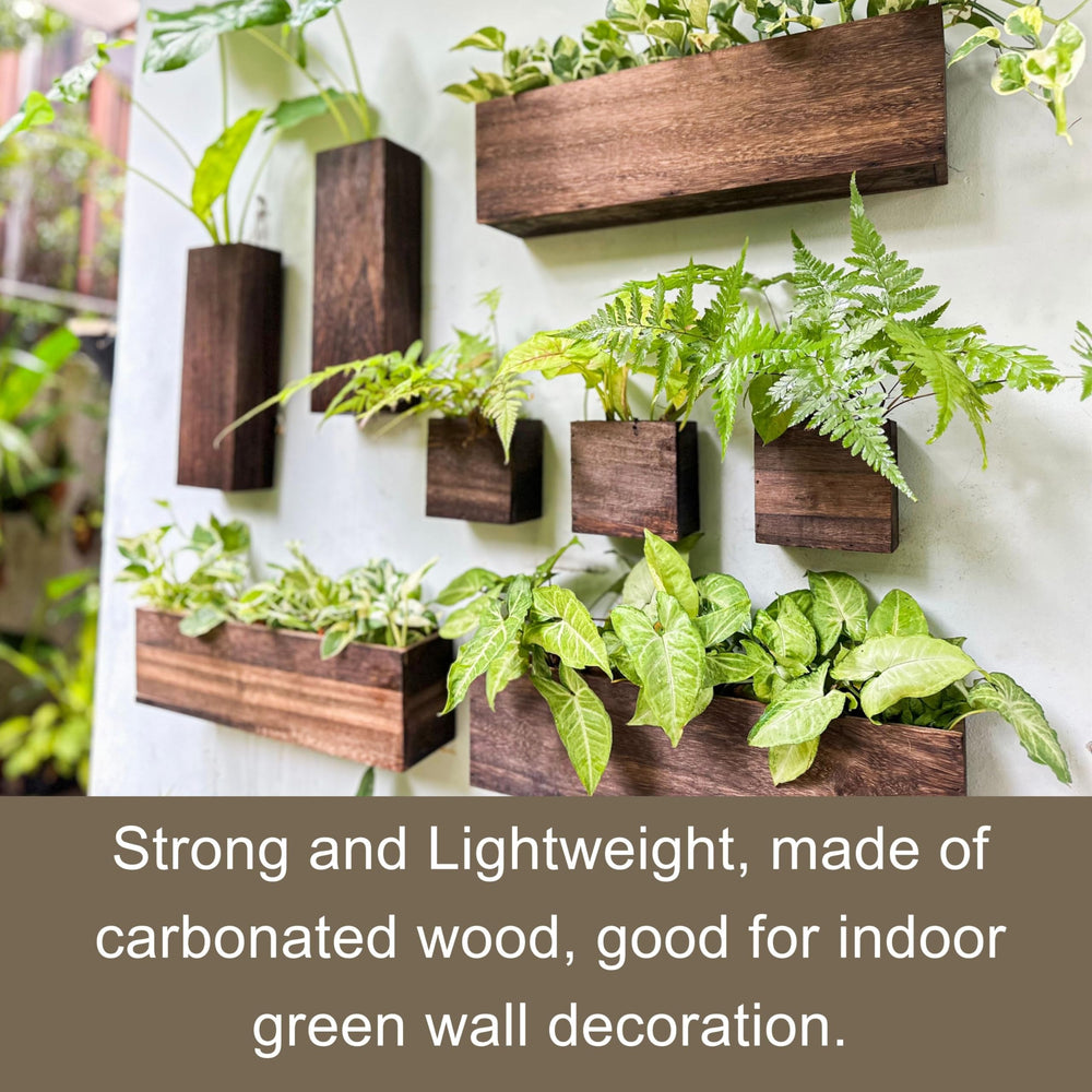 LáLáGreen Wood Planter Box set displayed in a living room