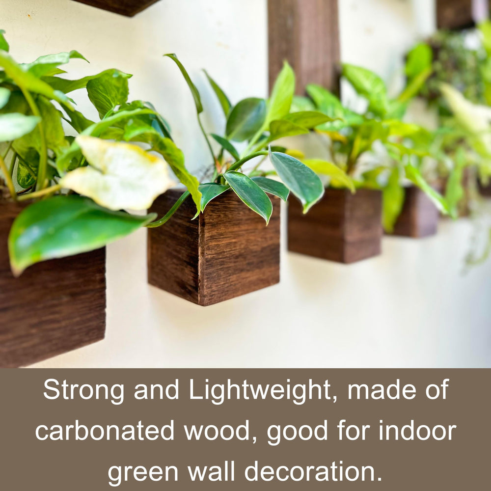 LáLáGreen wooden planter box with decorative flowers