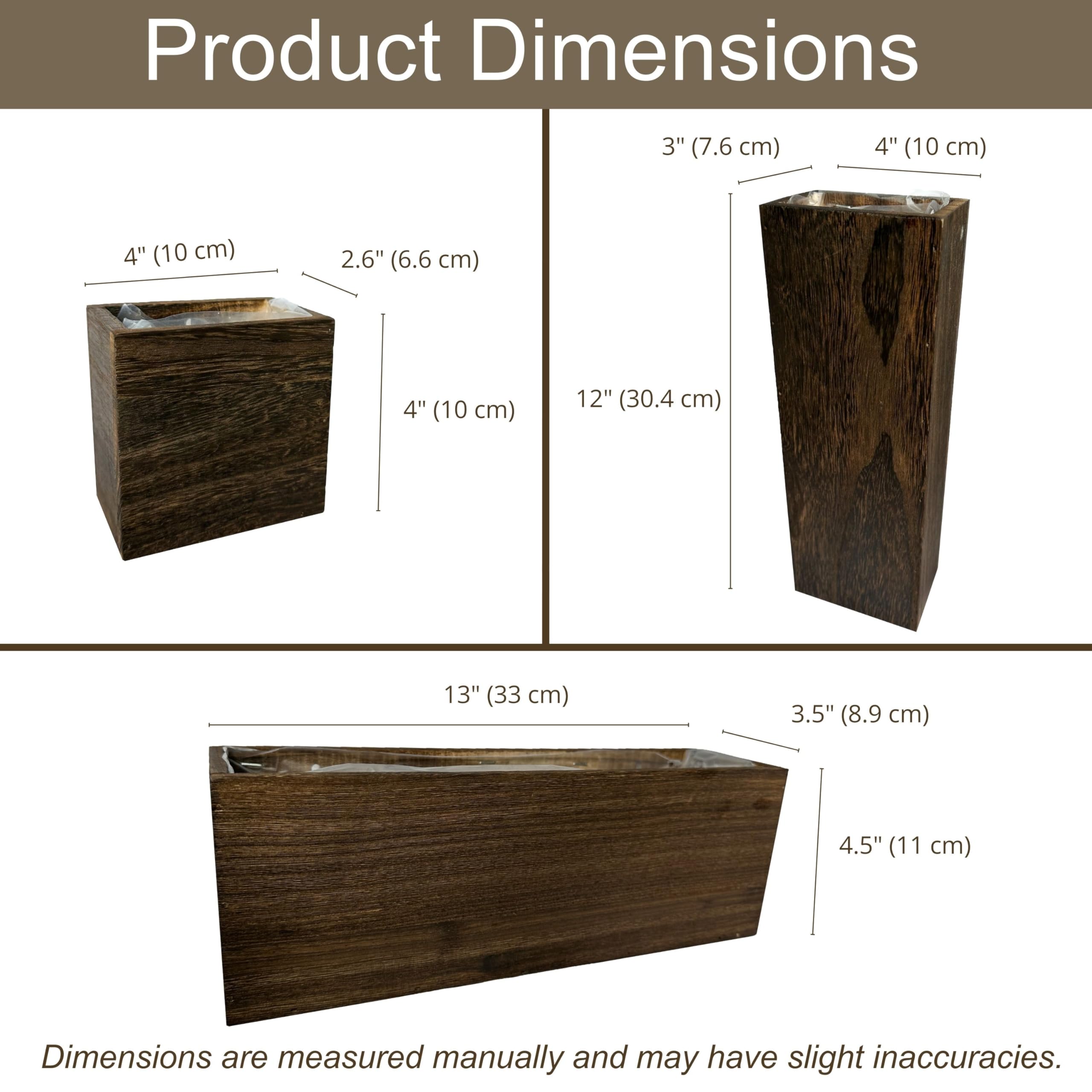 LáLáGreen wooden planters with decorative accents