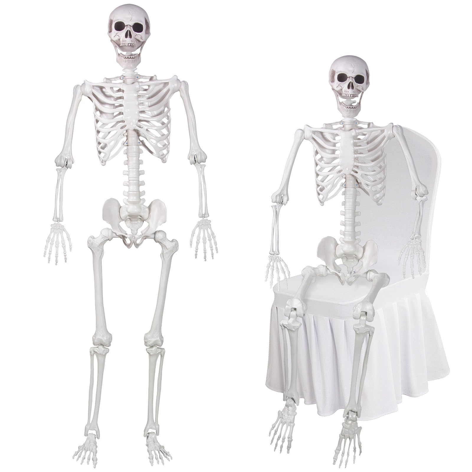 LaLamona 5.4ft posable Halloween skeleton front view