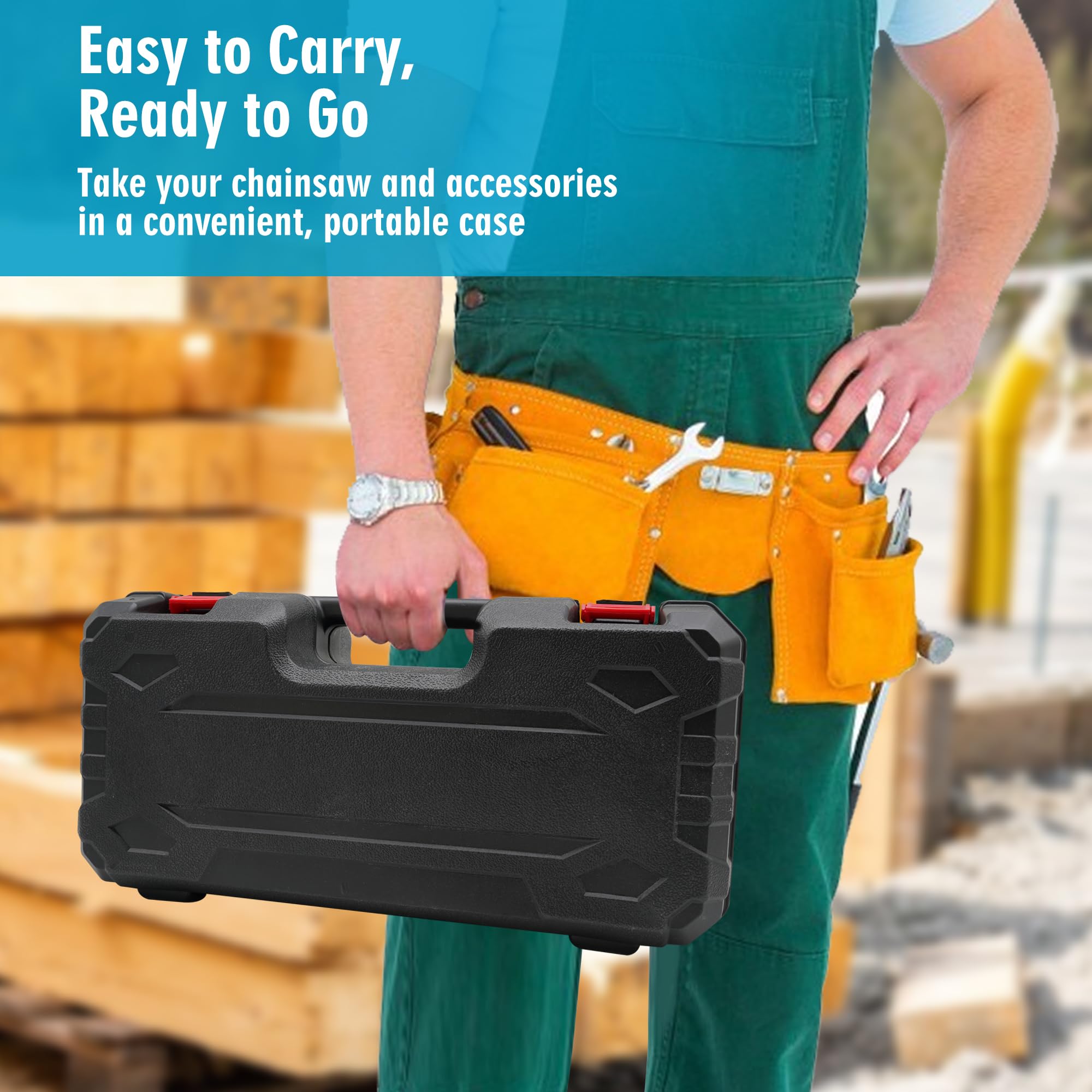 lambgear Mini Chainsaw with safety gloves and goggles