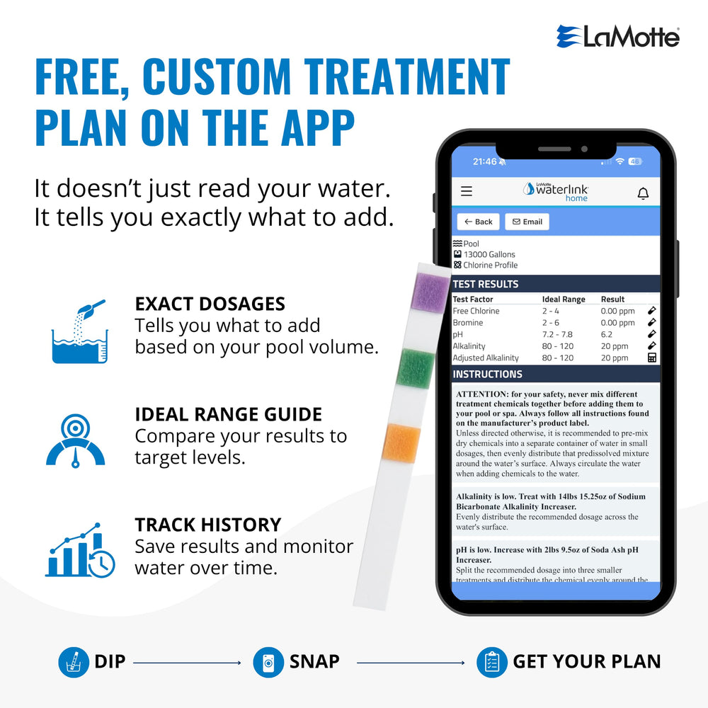 LaMotte Insta Test 3 swimming pool test strips in use