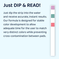 LaMotte Insta-Test PRO 600 Plus test strips next to a pool water sample
