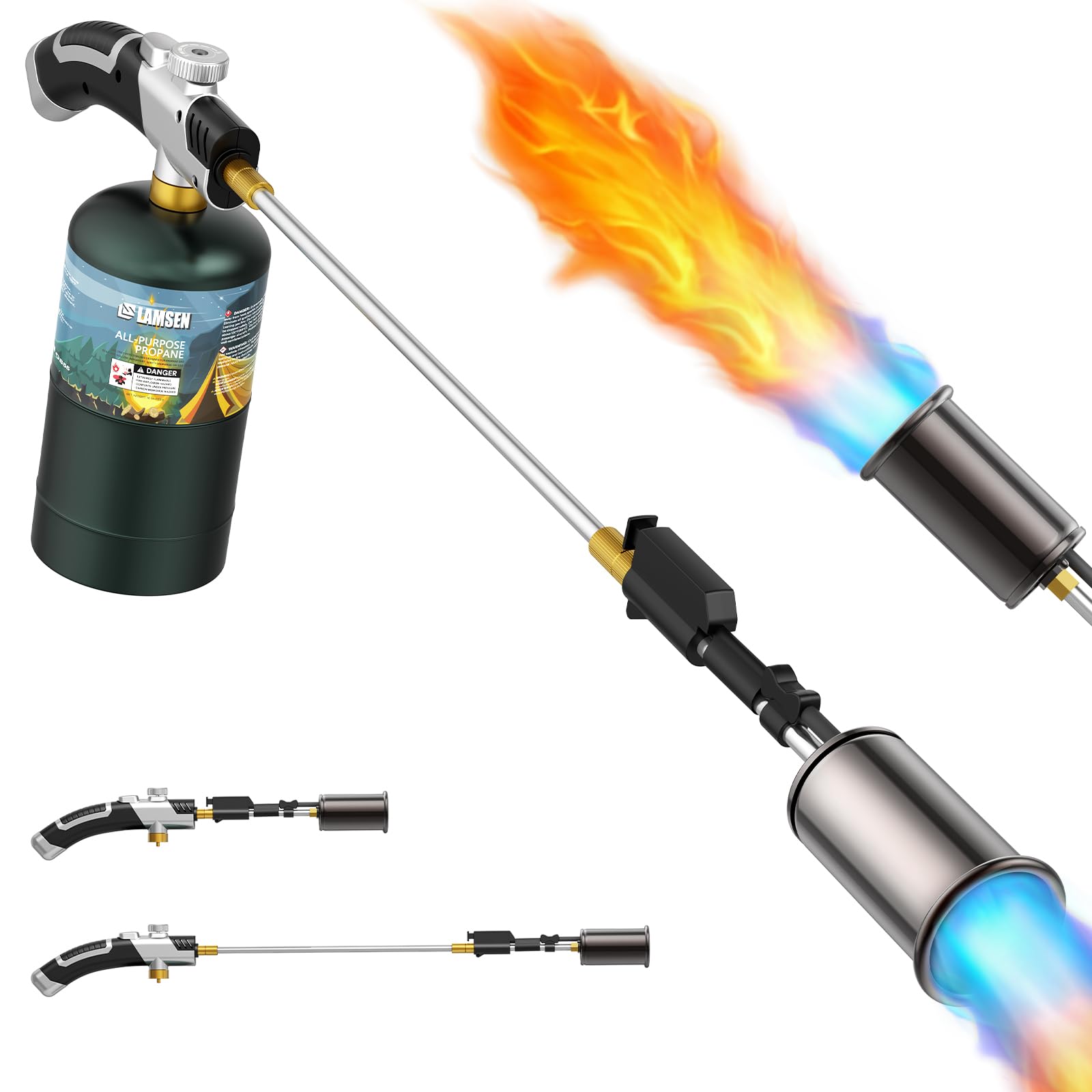 Lamsen Propane Weed Torch front view with adjustable flame feature