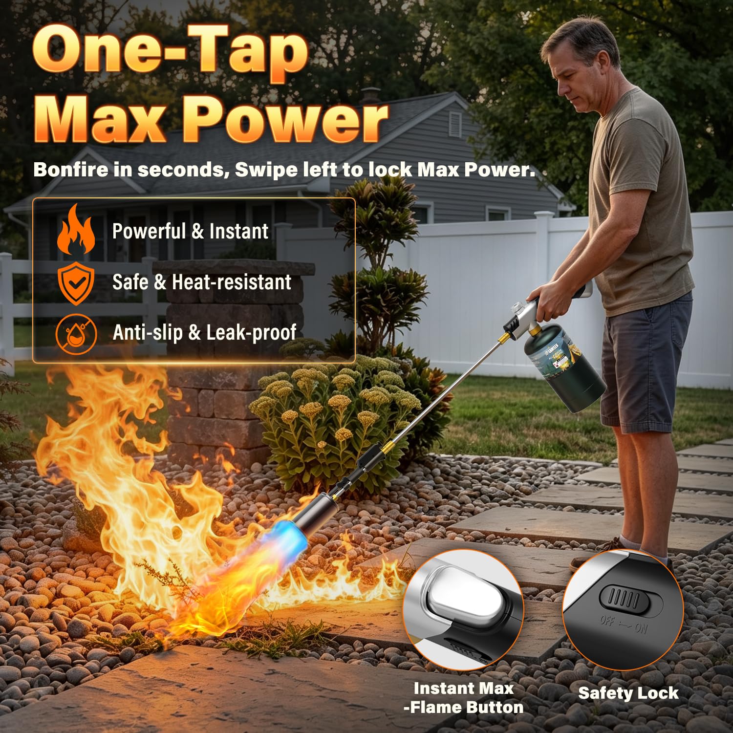 Lamsen Propane Weed Torch in use for BBQ grilling