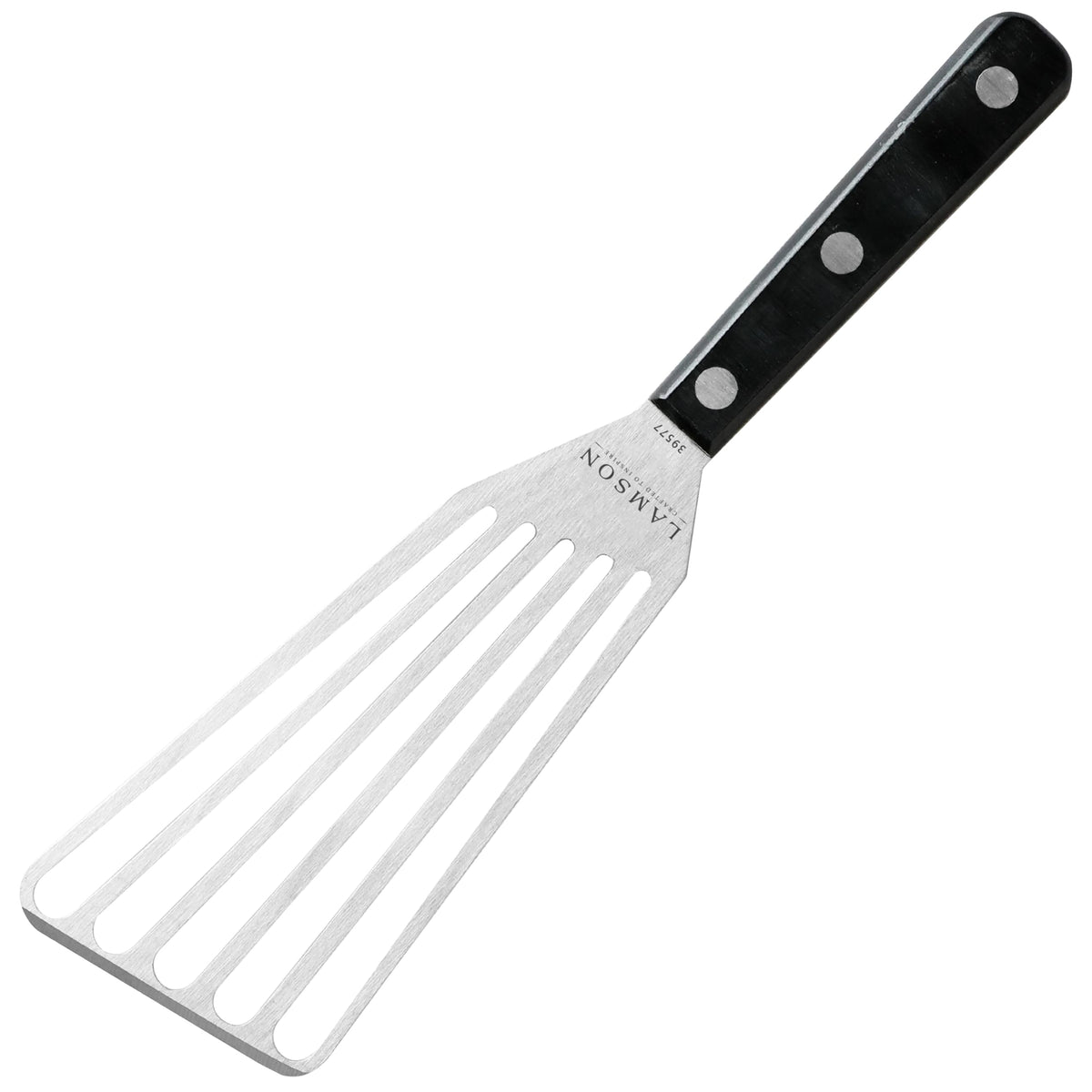 Lamson Fish Spatula front view with slotted stainless steel blade