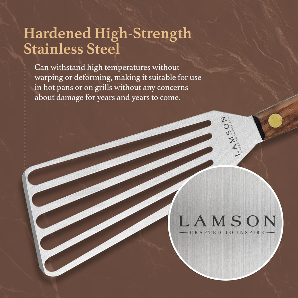 Lamson Left Hand Fish Spatula showing hanging hole