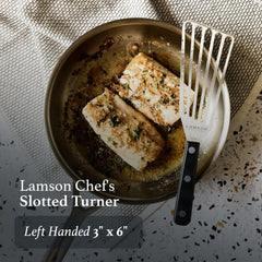 Lamson Left Hand Slotted Turner G-10 handle close-up