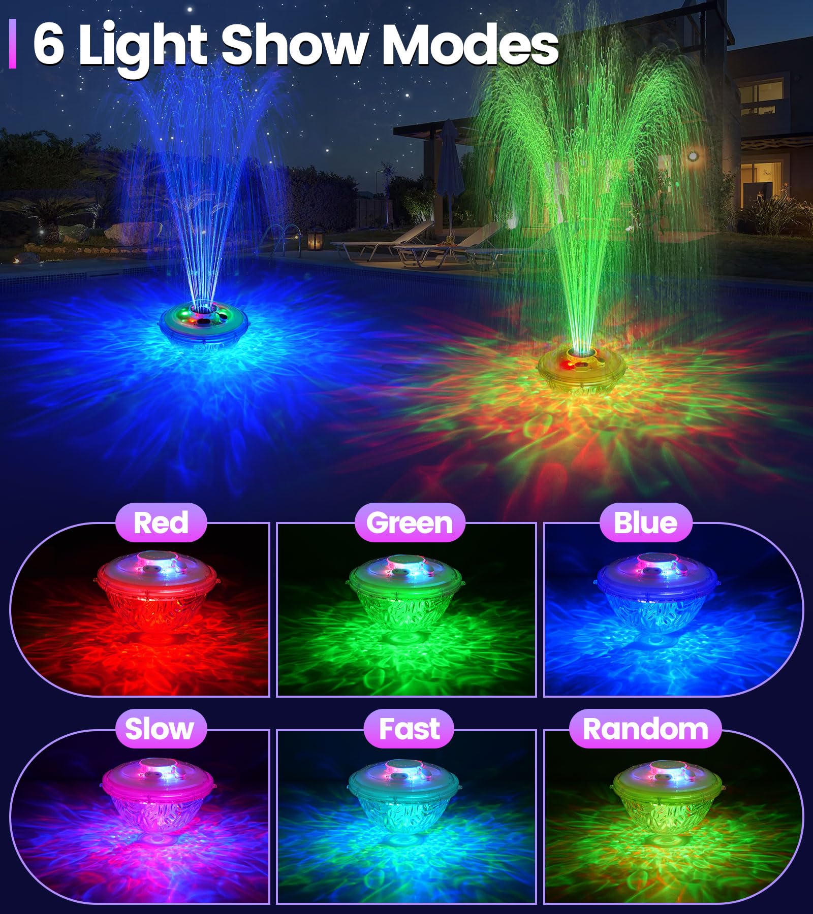 LanAqua Floating Pool Fountain side view in water