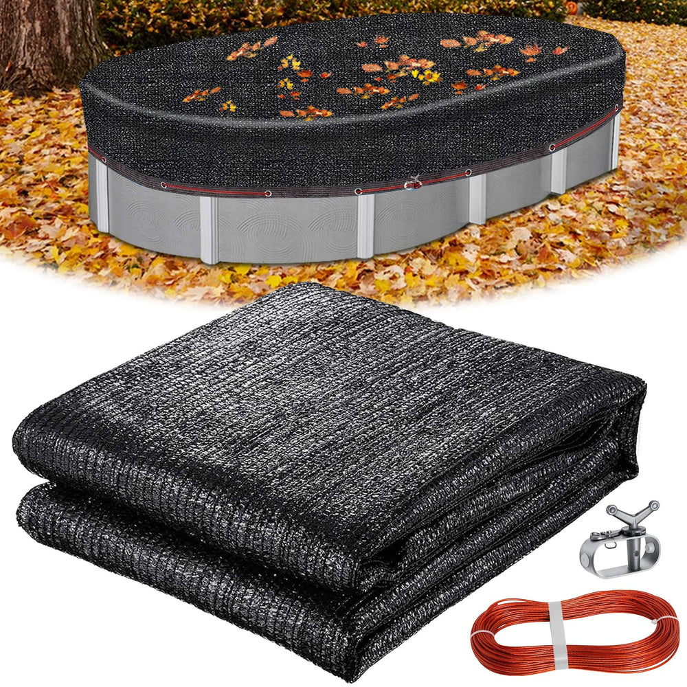Lanathel 12 Ft x 24 Ft Oval Pool Leaf Net Cover, black