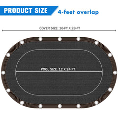 Lanathel Oval Pool Leaf Net Cover packaging with dimensions