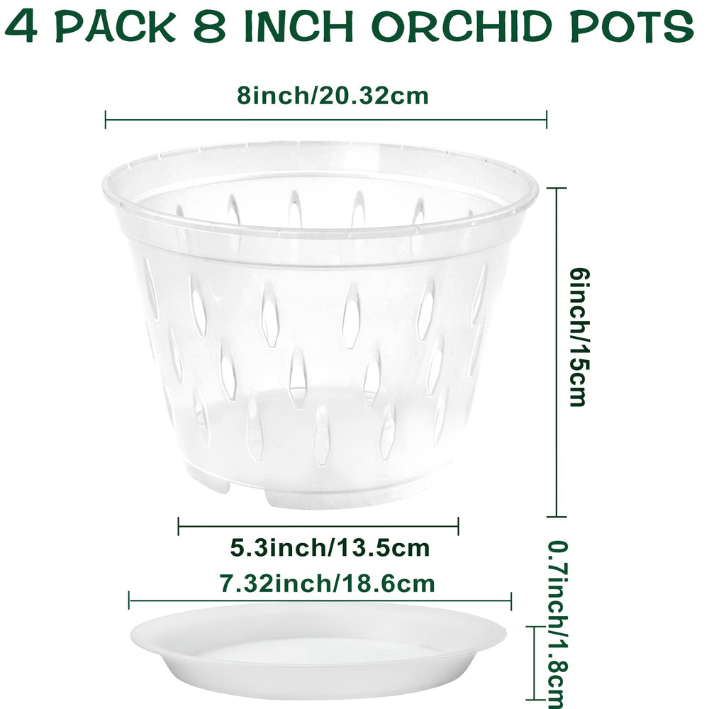 lanccona 8 Inch Clear Orchid Pot side view