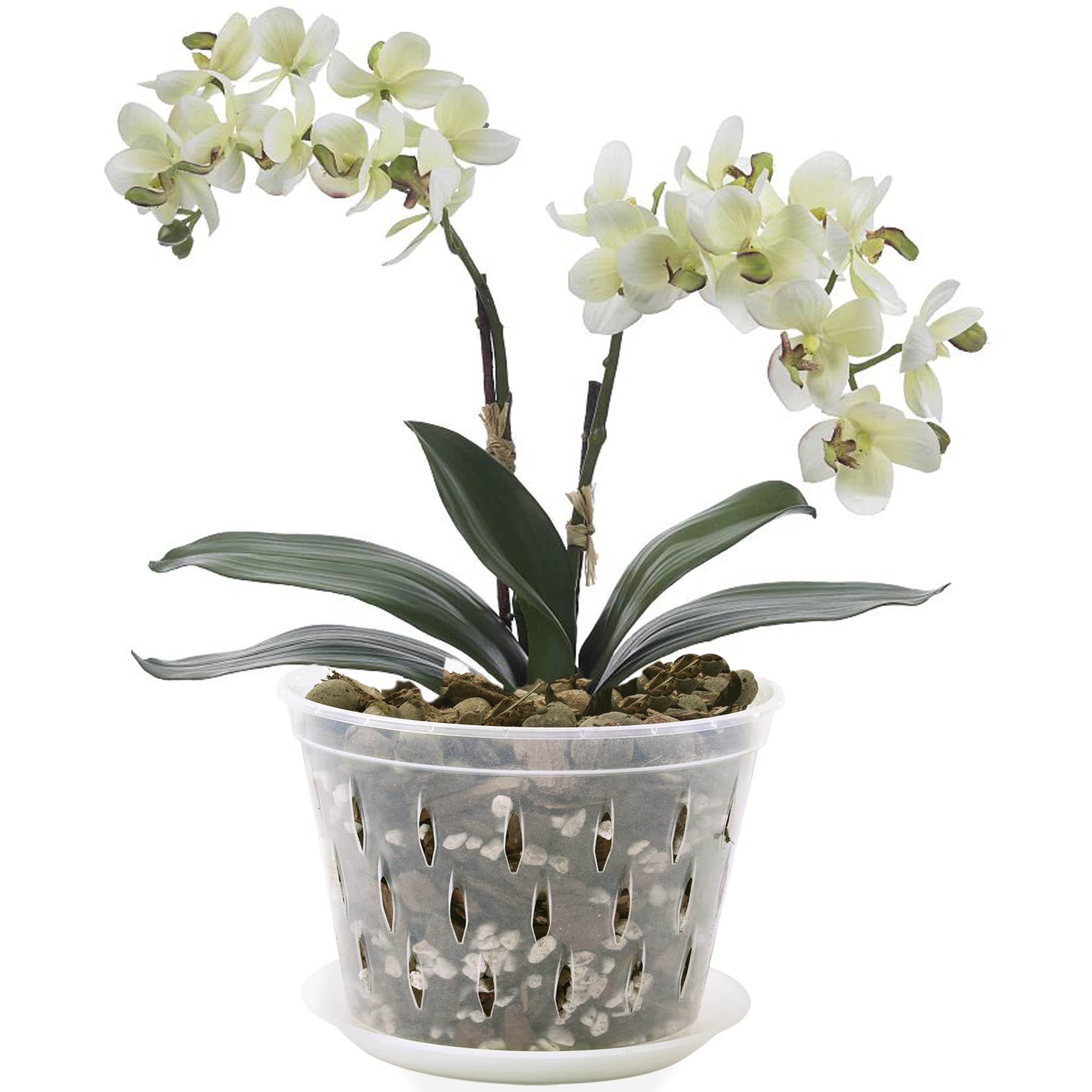 lanccona 8 Inch Clear Orchid Pot stacked for storage