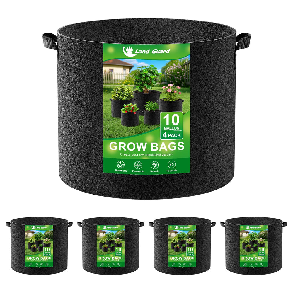 Land Guard 10 Gallon Fabric Grow Bag front view in black