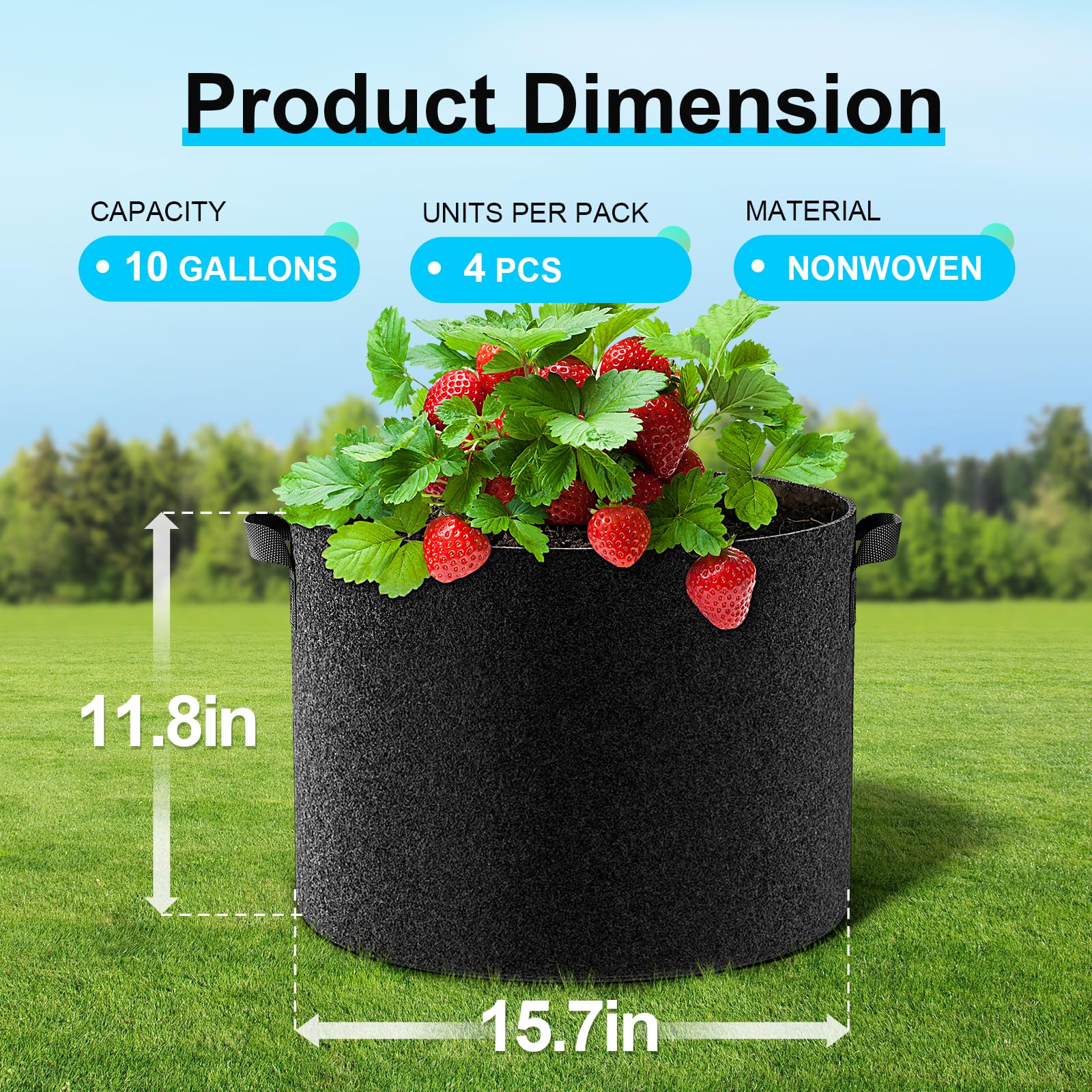 Land Guard 10 Gallon Fabric Grow Bag with handle close-up