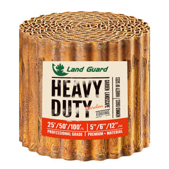 Land Guard 12-inch x 25-foot rusty metal garden edging front view