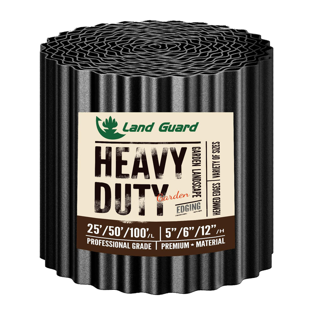 Land Guard 6"×25' black corrugated garden edging front view