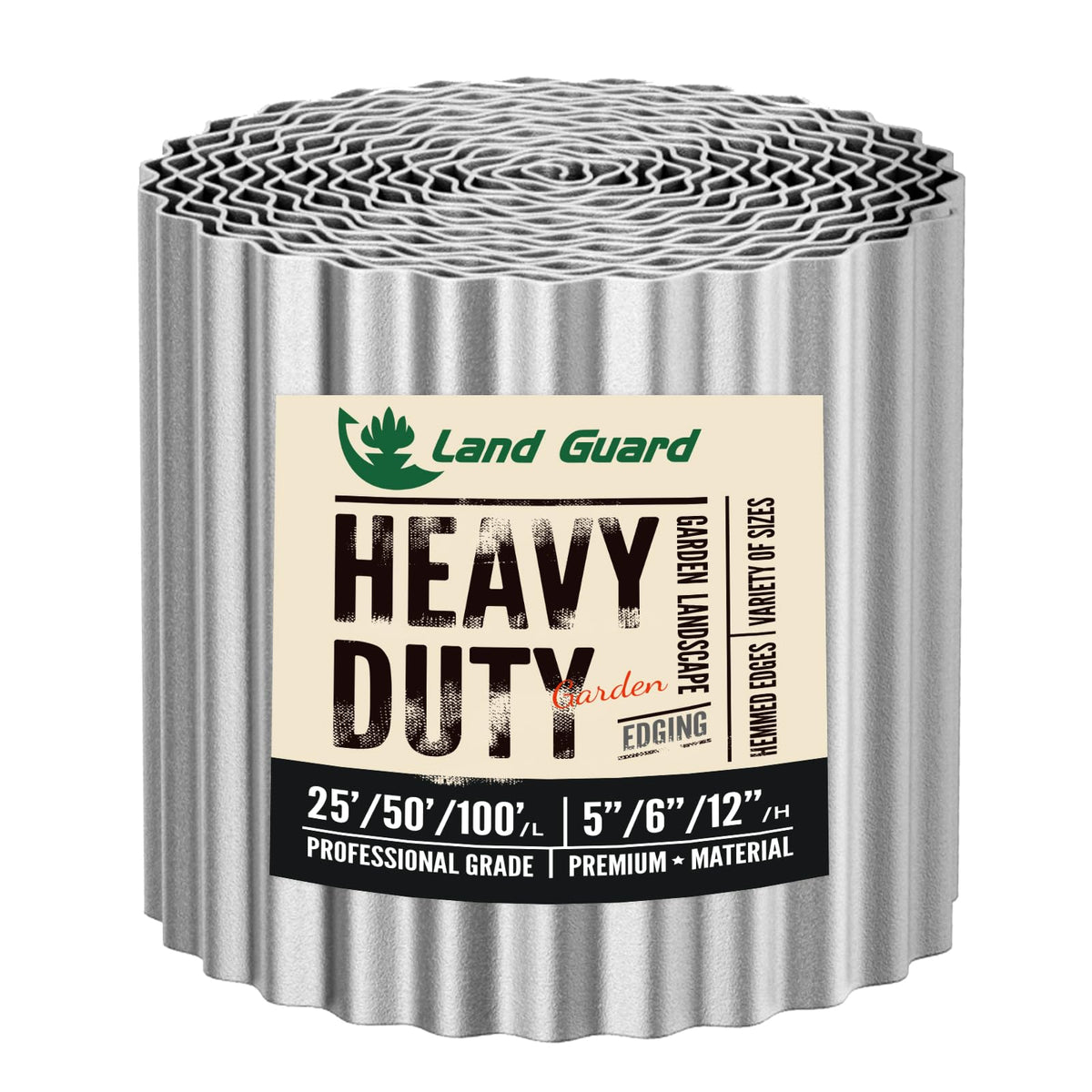 Land Guard Corrugated Garden Edging 6 inch silver front view