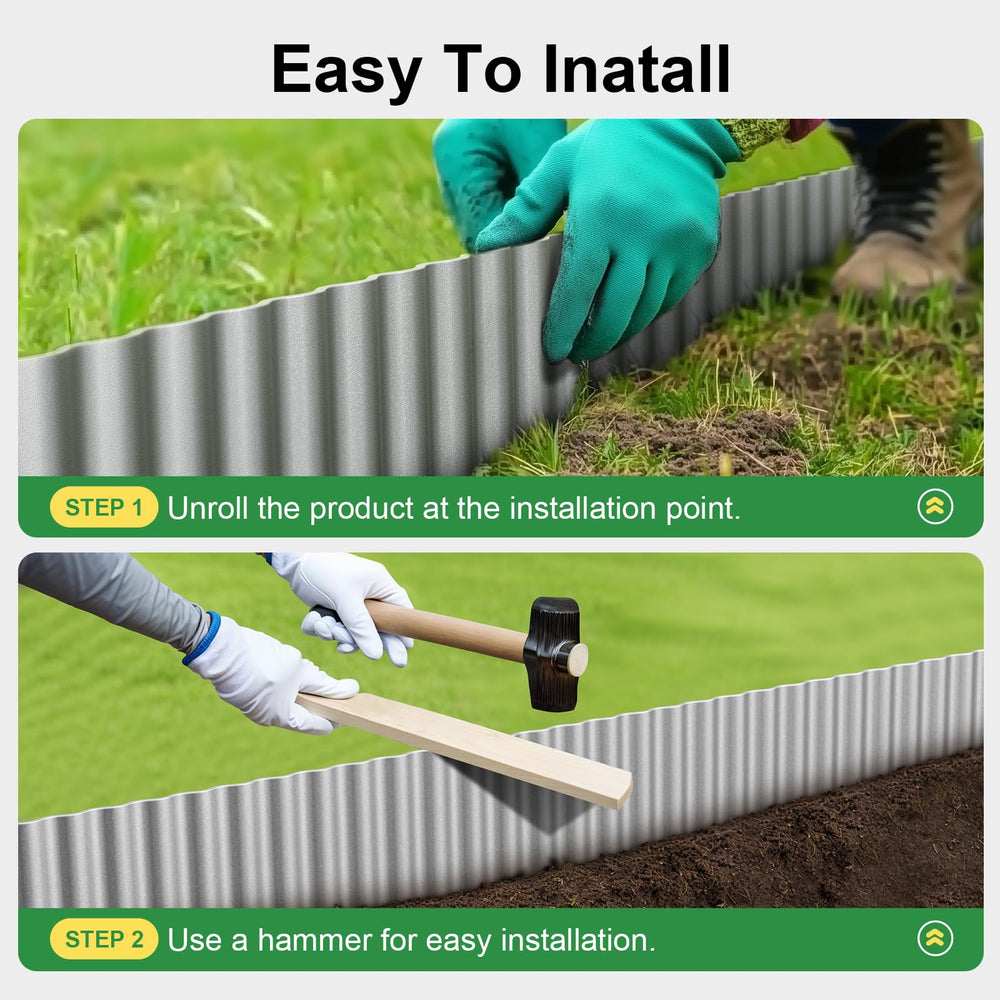 Land Guard Corrugated Garden Edging next to flower bed