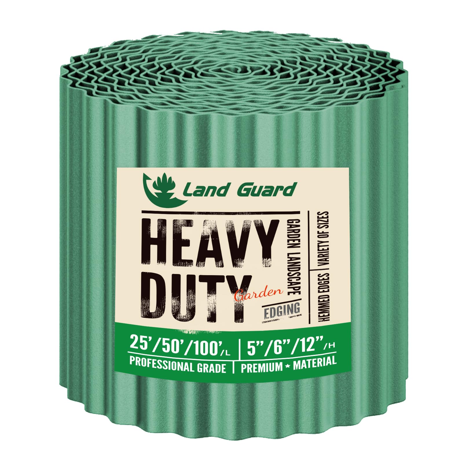 Land Guard Corrugated Metal Garden Edging 6"×25 Ft Olive-Green front view