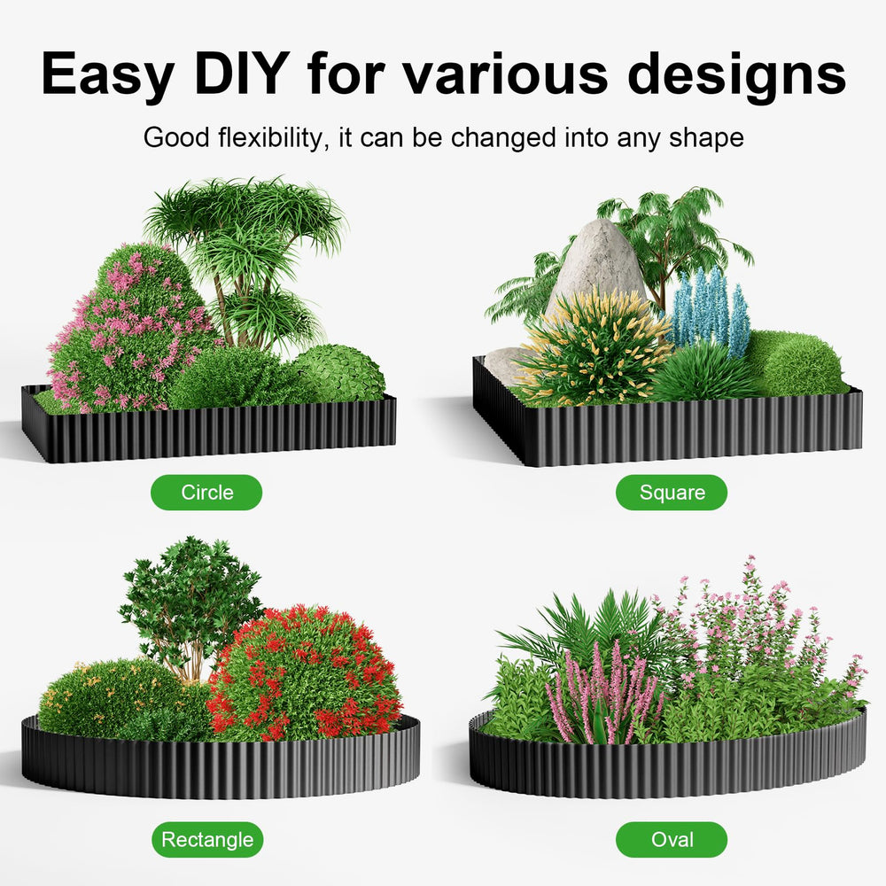 Land Guard garden edging next to vibrant flowers