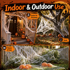 Land Guard spider web draped over a tree for spooky effect