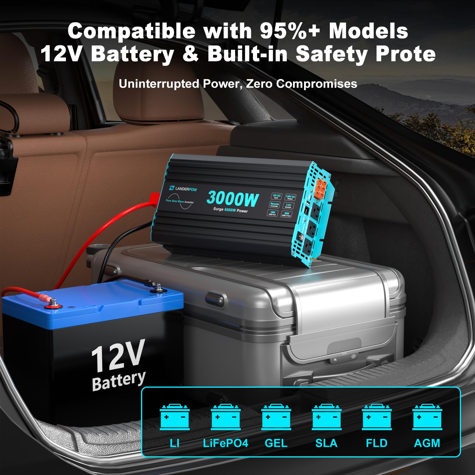 LANDERPOW inverter packaging and manual