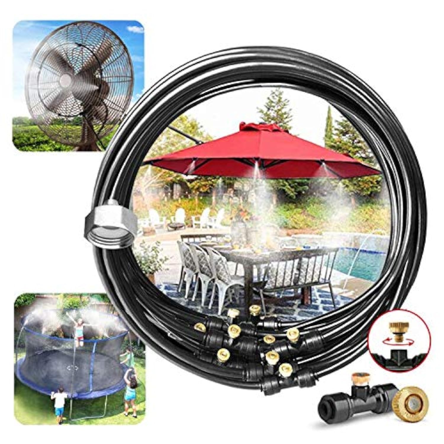 LANDGARDEN Outdoor Misting Cooling System 49FT with brass nozzles