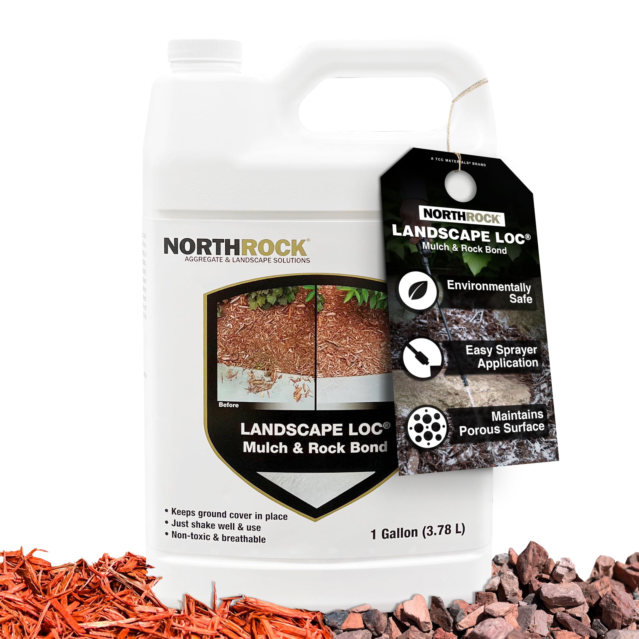 Landscape Loc Mulch Glue 1 Gallon bottle front view