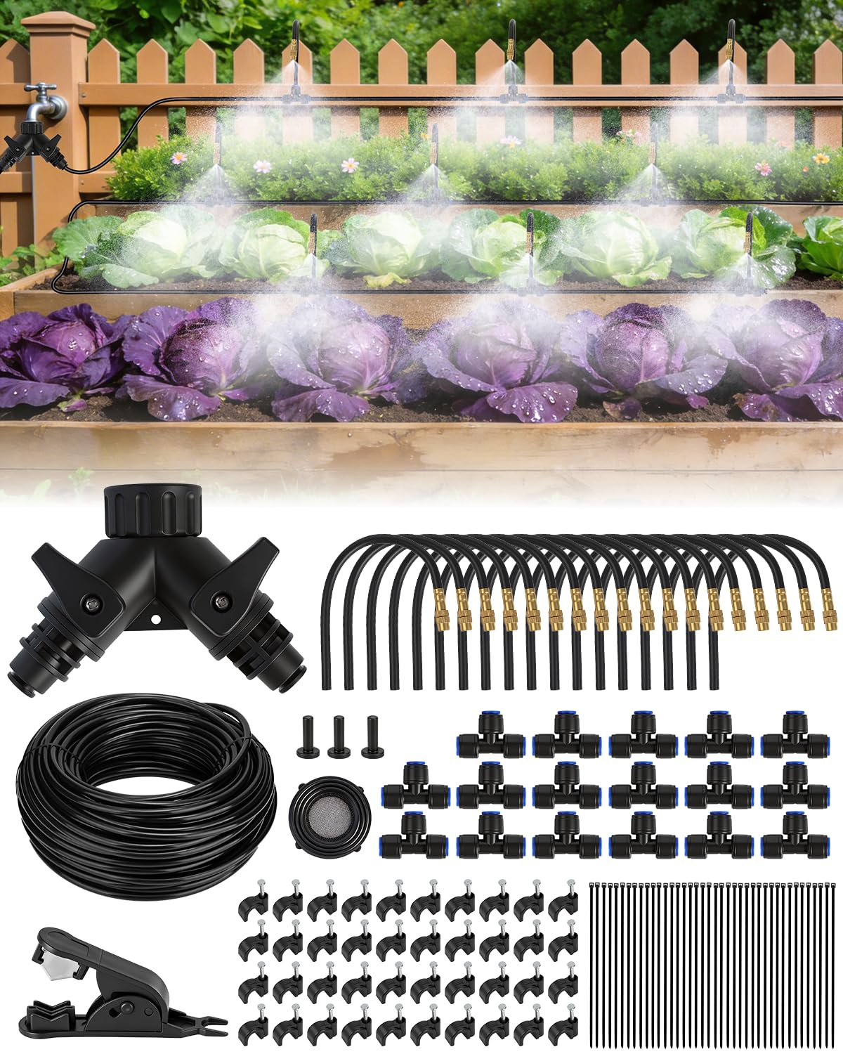 Landtouch 120FT Drip Irrigation System with adjustable nozzles