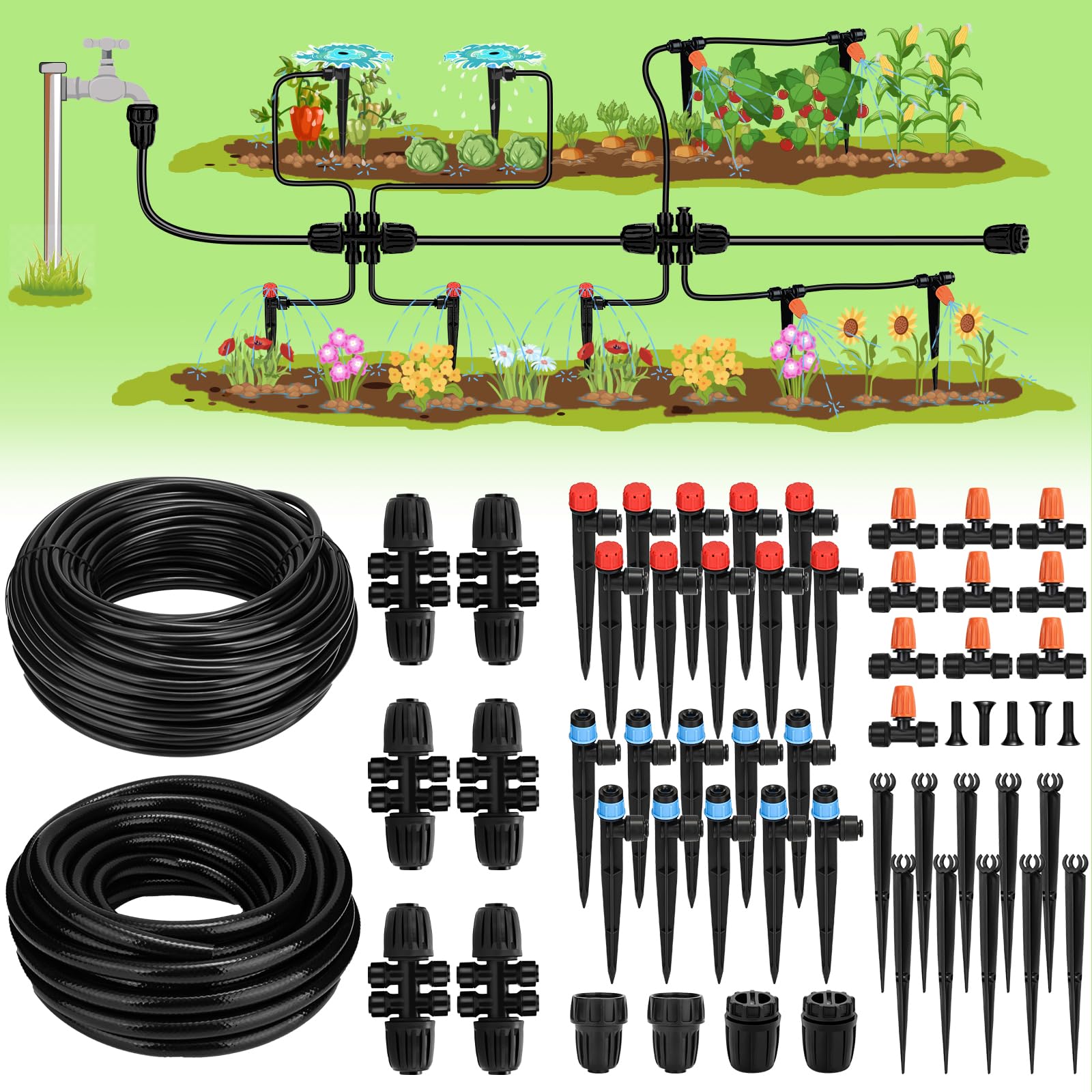 Landtouch Drip Irrigation System components including tubing and emitters
