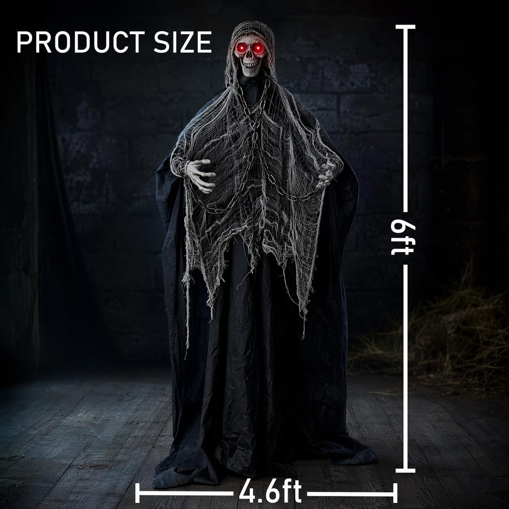 LANGXUN inflatable skeleton showing glowing red eyes
