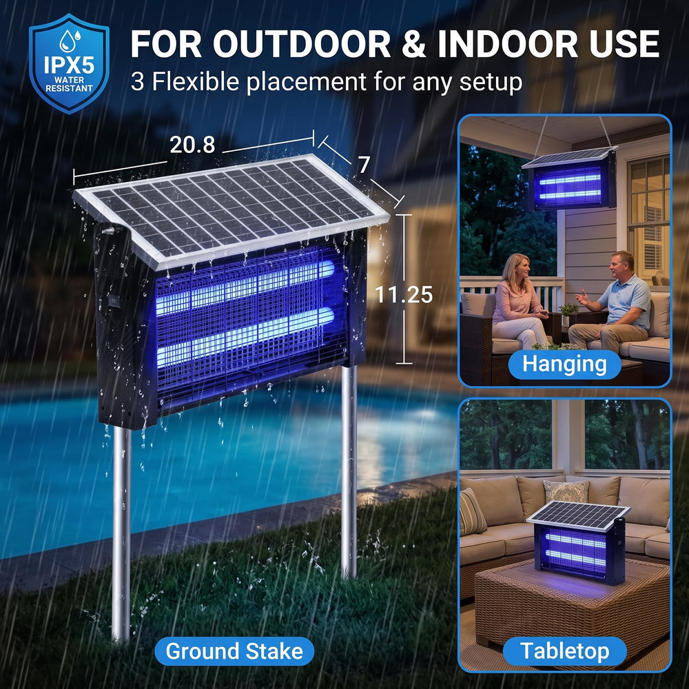 LANGY 20W Solar Bug Zapper mounted on a porch